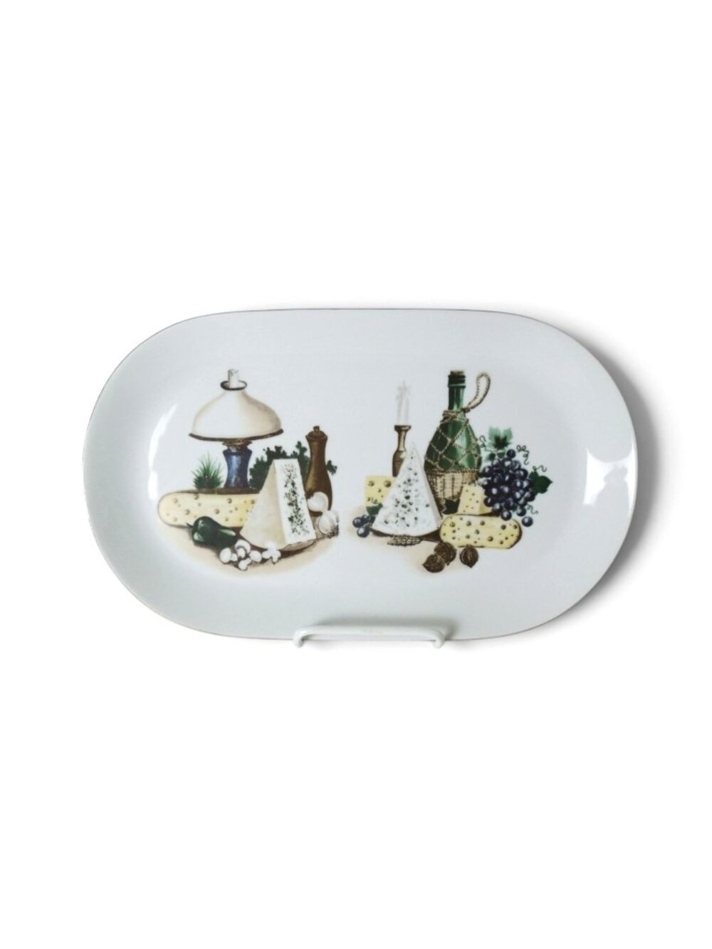 Vintage Kahla GDR Oval Serving Platter Candle Cheese Grapes Wine 13x8"